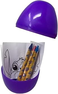 CARTOON Mini Surprise Egg 5 Pieces Egg Egg with Stationery Accessories for Children Colours and Designs, Stitch, 7 x 7 x 10 cm, leisure