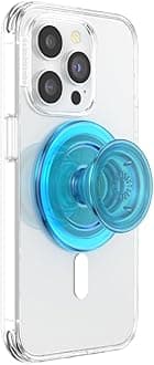 PopSockets Japan - PopSockets Japan PopGrip MagSafe with Adapter Ring, Electro Blue Clear MagSafe Round PopGrip Smartphone Grip & Stand