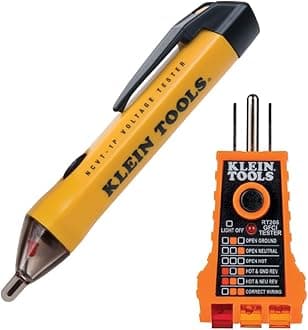 Klein Tools NCVT1PKIT Electrical Tester Kit with Non-Contact Low Voltage Tester, 50 to 1000V AC and GFCI Receptacle Tester, 2-Piece