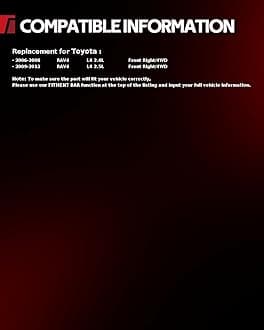 Torchbeam CV Axle Shaft Assembly Compatible with 2006-2012 Toyota R-A-V-4, Front Right CV Axle 66-5296