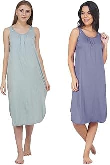BLAZON Women's Cotton Hosiery Solid Maxi Nighty Slip (Pack of 2) Available Sizes: S, M, L, XL, 2XL, 3XL, 4XL, 5XL