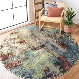 Lahome Modern Abstract Round Rug 5ft - Red Soft Bedroom Round Area Rug Kitchen Mat, Machine Washable Non Slip Non-Shedding Entry Floor Circle Carpet for Nursery Dorm Kitchen Dining Table Family Room