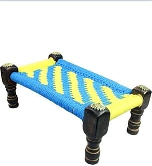 Wood and Jute Miniature charpai cot Toy for Kids (12x6x4 inch, Multi Color)