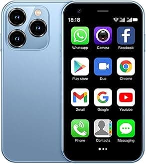 XS15 3G Mini Smartphone 3.0 Inch WiFi GPS Quad Core Android 8.1 Cell Phones Slim Body HD Camera Dual Sim Compatible with Google Play Cute Palm Smartphone 2GB RAM 16GB ROM China Mobile (Blue)