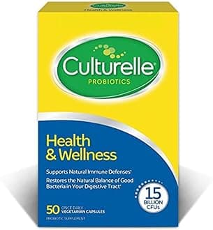 Health & Wellness Daily Probiotic Supplement For Men & Women, Helps Support Your Immune System, Occasional Diarrhea, Gas & Bloating, 15 Billion CFUs, Non-GMO, 50 Count