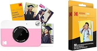 PRINTOMATIC Digital Instant Print Camera (Pink) with Kodak 2ʺx3ʺ Premium ZINK Photo Paper (50 Sheets)