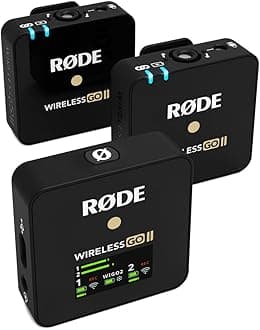 RØDE Wireless GO II Ultra-compact Dual-channel Wireless Microphone System with Built-in Microphones, On-board Recording and 200m Range for Filmmaking, Interviews and Content Creation