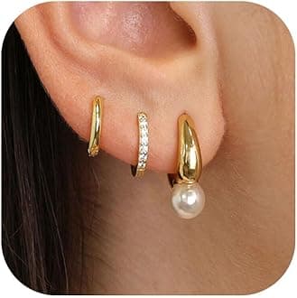 CHESKY Pearl Earrings for Women, Dainty 14K Gold Plated/Silver Plated Drop Quality Handpicked AAA+ Freshwater Cultured Round Pearls Dangle Earrings Wedding Jewelry for Women Gifts