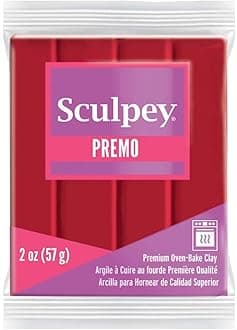 Sculpey Premo™ Polymer Oven-Bake Clay, Pomegranate Red, Non Toxic, 2 oz. bar, Great for jewelry making, holiday, DIY, mixed media and more. Premium clay perfect for clayers and artists.