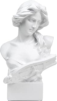Norrclp Greek Statue of Musical Goddess, Classic Roman Head Bust Greek Mythology Sculpture for Living Room Home Shelf Decor (Goddess-11.8in)