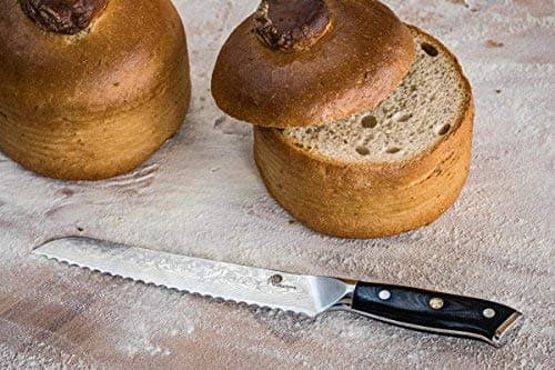 DELLINGER Damascus Bread Knife with Serrated Edge–8" - Samurai Series - Japanese 67 Layers VG-10 Damascus Steel with Gift Box