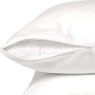 CIRCLESHOME Standard Pillow Protectors 2 Pack | 100% Cotton Breathable Pillow Covers | Protects from Dirt, Dust & Allergens | Hypoallergenic & Quiet (Standard - Set of 2-20x26)