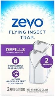 Zevo Flying Insect Refills for Indoor Light Trap: Light Trap Refill Cartridges Capture Fruit Flies, Gnats and Houseflies (2 Refill Cartridges)