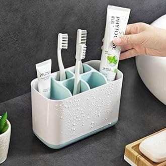 PlasticRazor Shaving Kit and Toiletries Cosmetics Organizer,Toothbrush Caddy,Brush Stand, Bathroom Organiser, Without Drill Tooth Brush Holder Bathroom,Bathroom Accessories (Sky Blue)