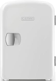 Iceman Mini Portable White Personal Fridge Cools Or Heats & Provides Compact Storage For Skincare, Snacks, Or 6 12oz Cans W/ A Lightweight 4-liter Capacity To Take On The Go