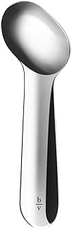 Belle-V Kitchen's Unique Ergonomic & Crafted, Hand Polished Ice Cream Scoop, Silver (Right Handed)