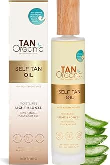 TanOrganic Self Tanning Oil 100ml | Natural Organic Fake Tan for Face & Body | Vegan Streak-Free Self Tan with Aloe Vera & Argan Oil