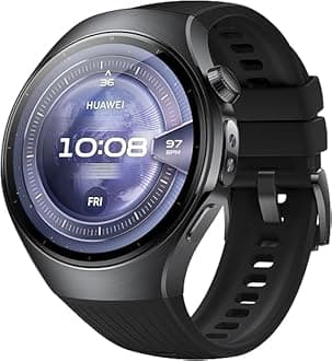 HUAWEI WATCH 5 46mm Smartwatch, Multi-sensing X-TAP technology, Real-Time Fingertip Blood Oxygen, Health Glance, eSIM, 2-Battery Modes, Intuitive Smart Gestures, Compatible with iOS & Android, Black