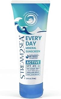 – SPF 45 Every Day Active Mineral Sunscreen | 75 ml Biodegradable & Reef Safe Sunscreen for Face & Body | Non-Greasy, Lightweight & Sheer Mineral Protection Against UVA & UVB by Stream2Sea