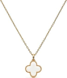 HighSpark Four Leaf Clover Necklace Pendant | Designer Mother of Pearl Pendant Necklaces for Women| Lovely Gift