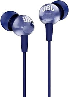 C200SI, Premium in Ear Wired Earphones with Mic, Signature Sound, One Button Multi-Function Remote, Premium Metallic Finish, Angled Earbuds for Comfort fit (Blue)