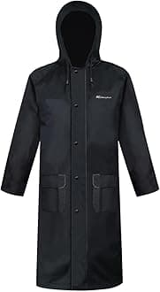 Men's Long Hooded Raincoat - Waterproof Rain Jacket for Work & Outdoor Use