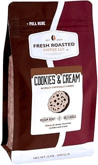 Fresh Roasted Coffee, Cookies & Cream Flavored Coffee, 12 oz, Medium Roast, Kosher, Whole Bean