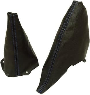 Ltd for Mini Cooper R50 R53 S-One 2001-2006 Manual Shift & E Brake Boot Black Italian Leather Blue Stitching