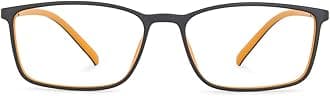 LENSKART BLU Zero Power Blue Cut Computer Glasses | Anti-Glare, Lightweight and Blocks Harmful Rays | UV Protection Specifications | Men & Women | Medium | LB E13527, Black Orange, M, Black Orange