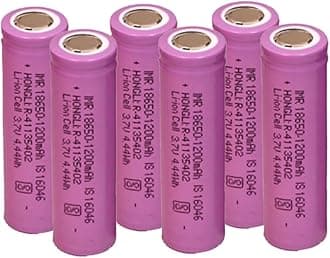 ElectroSys 1200mAH Ultra Boost High Capacity Rechargeable Original Power Long-Lasting Cell Batteries for Headlamp, LED, Bluetooth Speaker, Laptops, Power Bank & Torch, Flat Top, 3.7V, Pack of 6