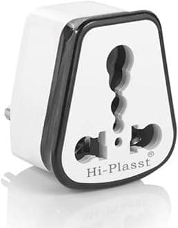 HI PLASST PINS N PLUGS HI-PLASST (Pack of 1) 5 to 15 Ampere Converter Socket for Big Size 16 Ampere Top with Universal Sockets for International (Black, 1)