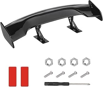 Car Spoiler Wing, Carbon Fiber Auto Exteriores Rear Tail Wings, ABS Automotive Mini Tiny Trunk Spoiler for Most Vehicles, Universal Car Accessories (Bright Black, Large)
