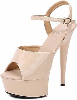 15CM/5.9IN Unisex Men's Women's Stilettos Ankle Strap High Heels Sandals Platform Party Shoes Open Toe Stiletto Pumps