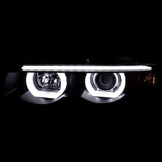 Spec-D Tuning Euro Black Projector Headlights Dual Halo Led Compatible with BMW E38 7-Series 1995-2001 L+R Pair Head Light Lamp Assembly