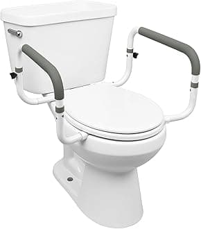 Toilet Safety Frame - Toilet Safety Rails With Adjustable Width - Toilet Rails For Elderly, Handicap, Home Health Care Equipment After Surgery, Supports 300lbs
