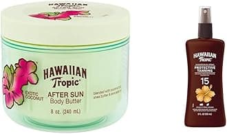 After Sun Body Butter with Coconut Oil, 8oz & Protective Tanning Oil Spray Sunscreen SPF 15, 8oz
