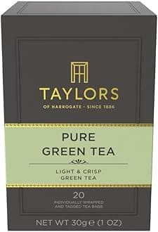 Pure Green Tea, 20 Individually Wrapped & Tagged Tea Bags (Pack of 6)