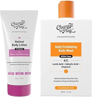 Anti-Aging Body Lotion with 4% Retinol, Niacinamide & Zemea 200ml + Exfoliating Body Wash with Ceramides | 4% Lactic Acid + Salicylic Acid + Vitamin E 236ml