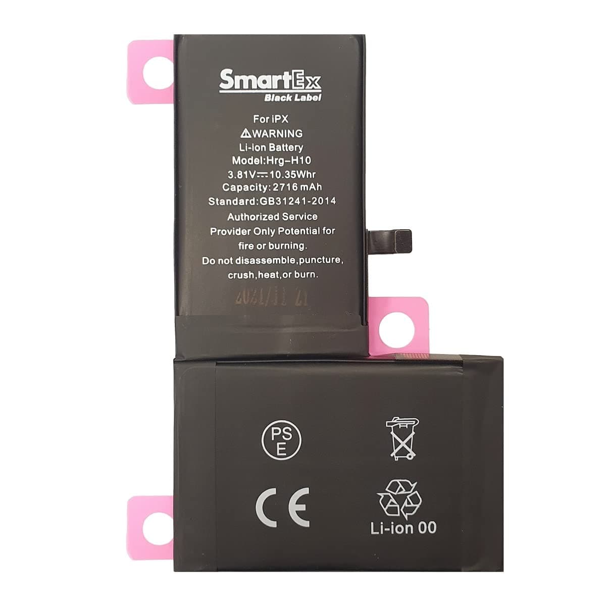 Black Label Battery compatible with iPhone X - 2716 mAh | 2 Years Guarantee