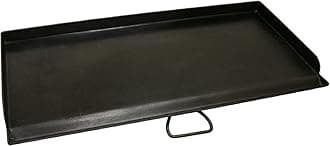 SG60 Professional True Seasoned Steel Griddle Covers Two Burners with Handle, Fits Most 14" Cooking Systems