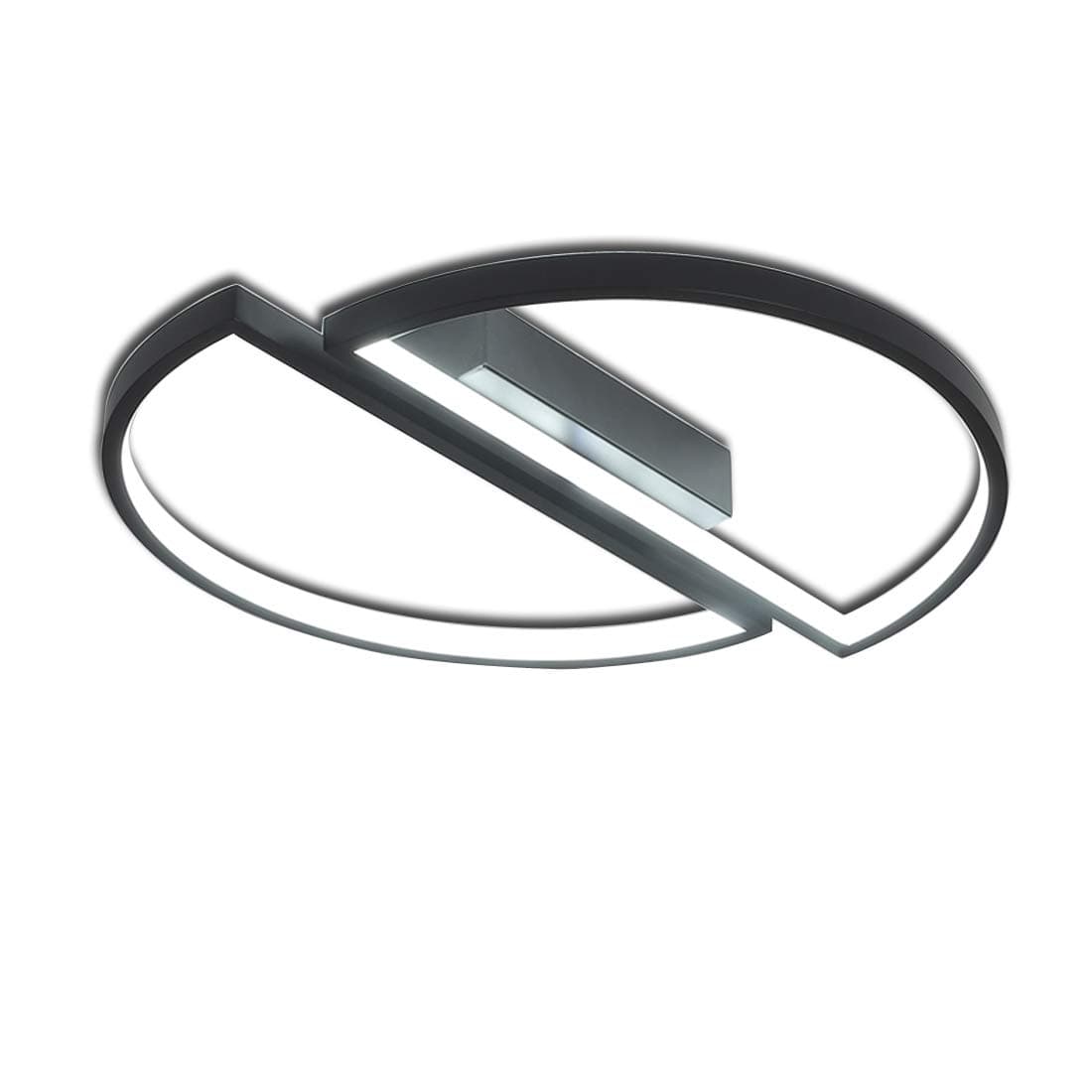 Modern Dimmable Ceiling Light LED Round Single With Remote Control And 2 Rings DIY Creative Ceiling Light Acrylic Shade Design Minimal and Tables Living Room Lamp Bedroom Lamp Ø45 cm Black