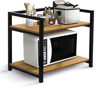 Rellon Industries Microwave Stand,Kitchen Rack Oven Rack 2-Tier Counter Shelf,Space Saving Organizer, Two Layers Counter Top Organizer for Printers on Desk, Microwave Shelf Stand (WOODEN)