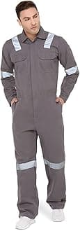 - Men's 100% Cotton Industrial Work Wear Coverall Boiler Suit of 240 GSM with Reflective Tape