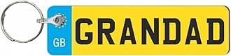 Pixie's Gifts Custom License Plate Keychain - Wooden Number Plate Keyring - Mini Number Plate Key Ring - Name Plate Keychain - Just Passed Milestones (GRANDAD)
