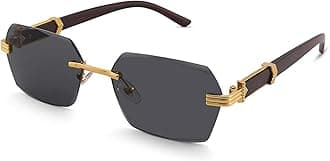 Hycredi Rimless Rectangle Sunglasses Men Women Retro Frameless Square Shade Y2k Sun Glasses Tinted Eyewear