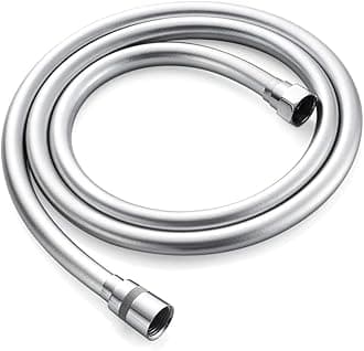 GRIFEMA Smooth Shower Hose 2m / 79 Inch – Flexible PVC Shower Hose, Anti-Kink & Leakproof, Universal G1/2" Fit, Durable Replacement Hose with Brass Connectors & Washers - Silver