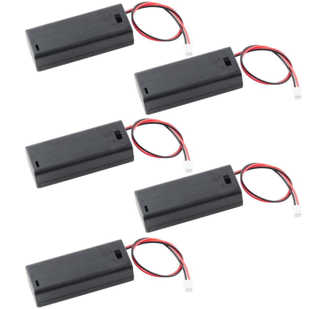 2 AAA Battery Holder with ON/Off Switch for Microbit Battery Pack 3V 2 Cell Case Cover Box PH2.0 Connector 14cm Wire (Pack of 5)