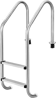 Inground Pool Ladder,2-Step Heavy Duty Stainless Steel Pool Steps, Non-Slip Swimming Pool Ladder for Deep End, Easy Assembly, 380lbs Load Capacity - Perfect for Indoor/Outdoor Pools