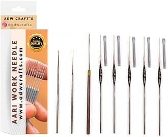 Complete Needle Set – 8-Piece Combo for Beads, Zardoshi, Aari & Thread Embroidery – Tulip Sizes 12, 13, 14, 23, 24 with Aari, Beads, Zardoshi & Thread Needles – Premium Craft Kit for Professional & DIY Use