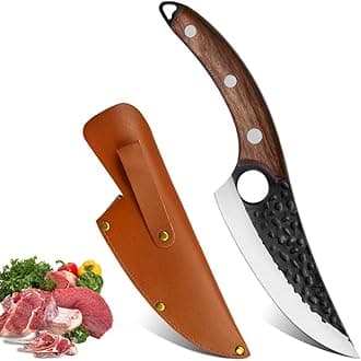 AstylwayChef Knife with Sheath Kitchen Knife Hand Forged Boning Knife Japanese Style Full Tang Butcher Meat Viking Knives for Home, Outdoor, Camping